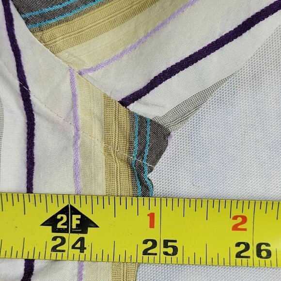 Tommy Bahama Button Down Shirt Size XL Silk Striped Contrast Cuff Chest Pocket - Picture 12 of 14